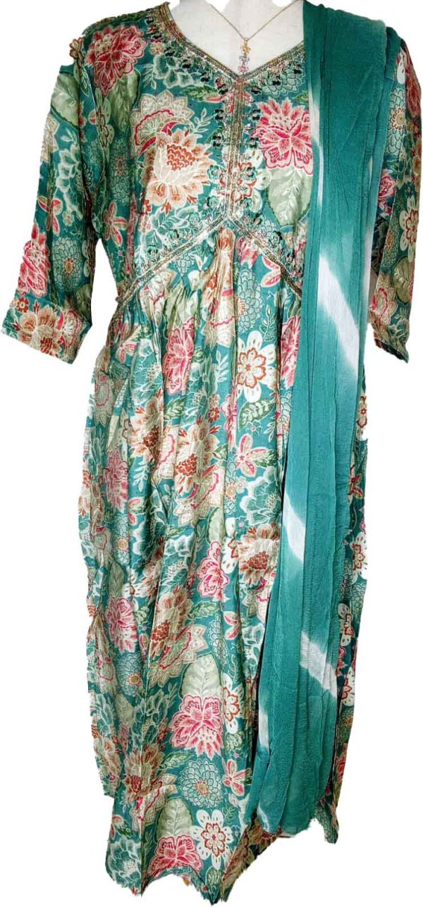 Kurti, Pant With Dupatta (Green)