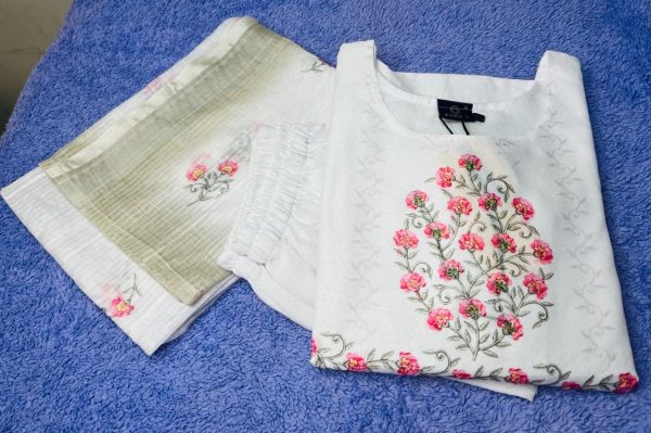 White kurta ,Pant and Dupatta - Image 5