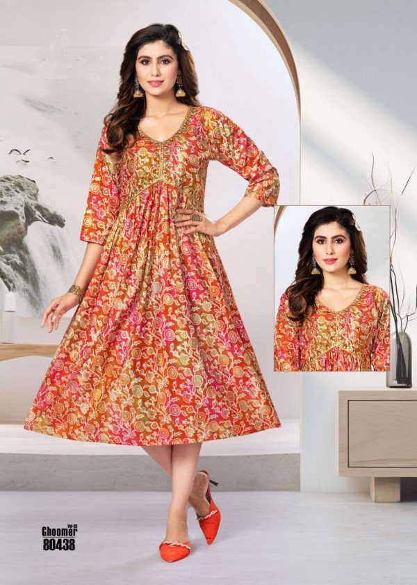 Heavy Chanderi Modal Aliya Cut Kurti