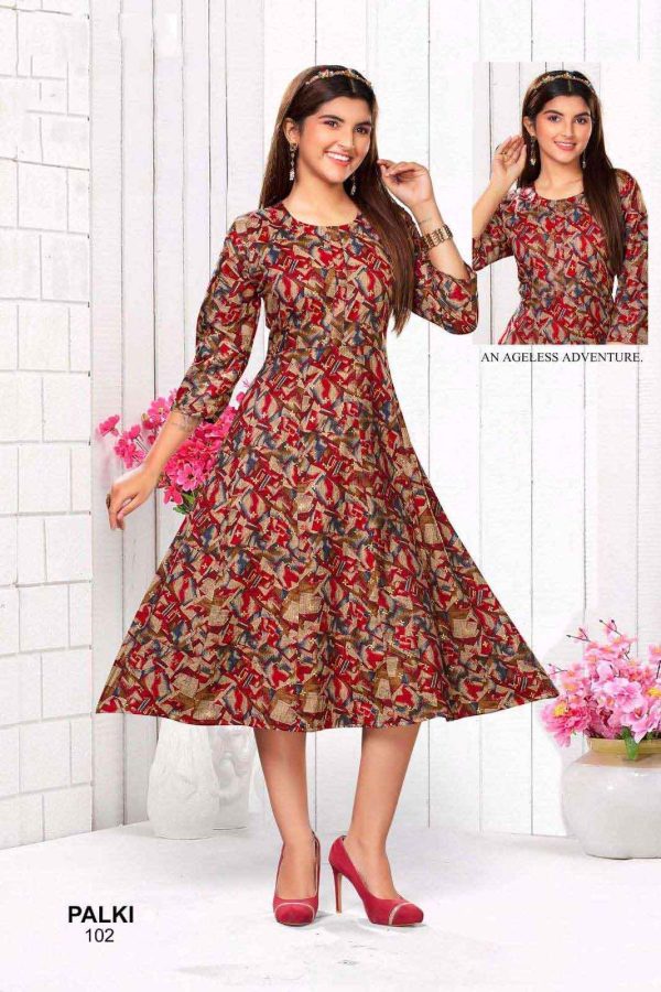 Kali Pattern Capsul Foil Printed Kurta