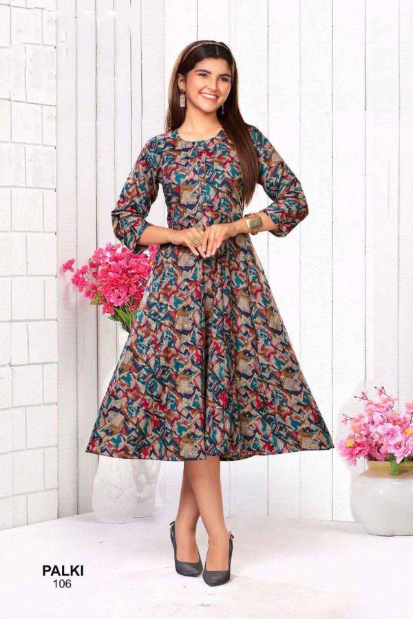 Kali Pattern Capsul Foil Printed Kurta