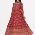 Maroon Red Printed Long Kurta with Dupatta