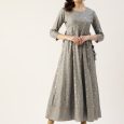 Grey Printed Anarkali Kurta