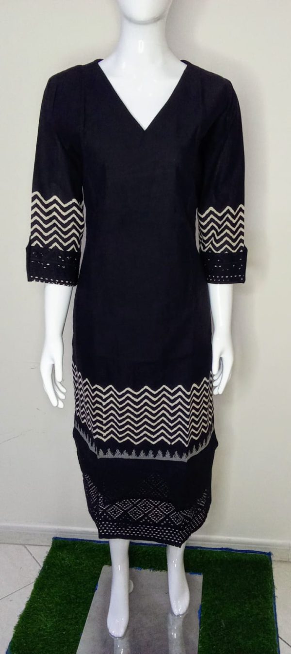 Jet Black Cotton Kurti