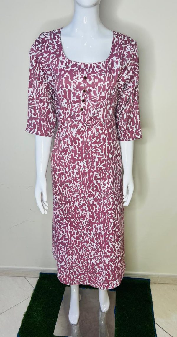 Printed Synthetic Meterial Feeding Kurti