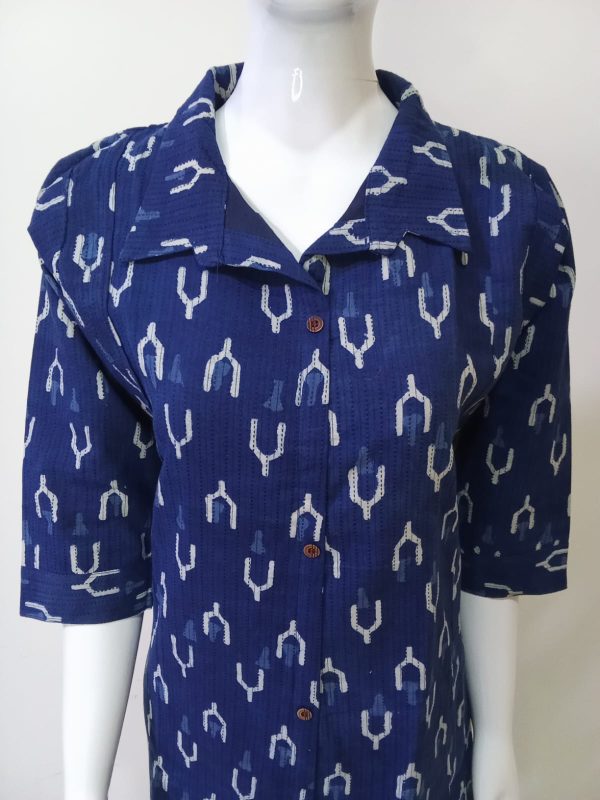 Indigo Blue Printed Kurti - Image 2