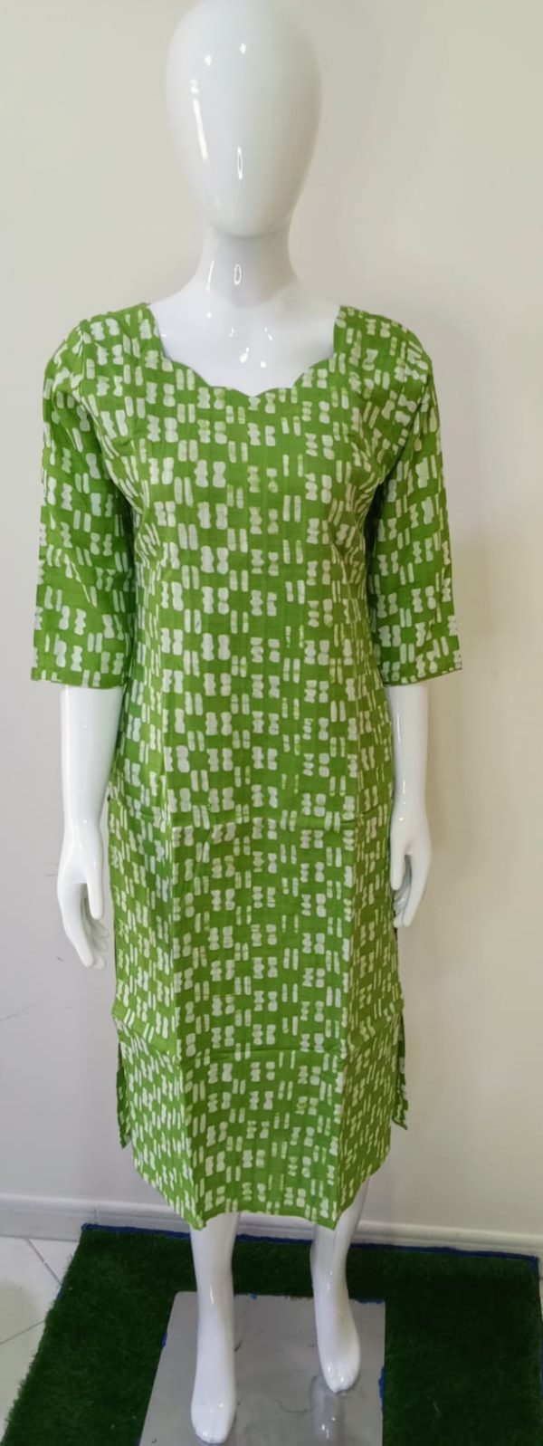 Green Printed Cotton Kurta (Green)