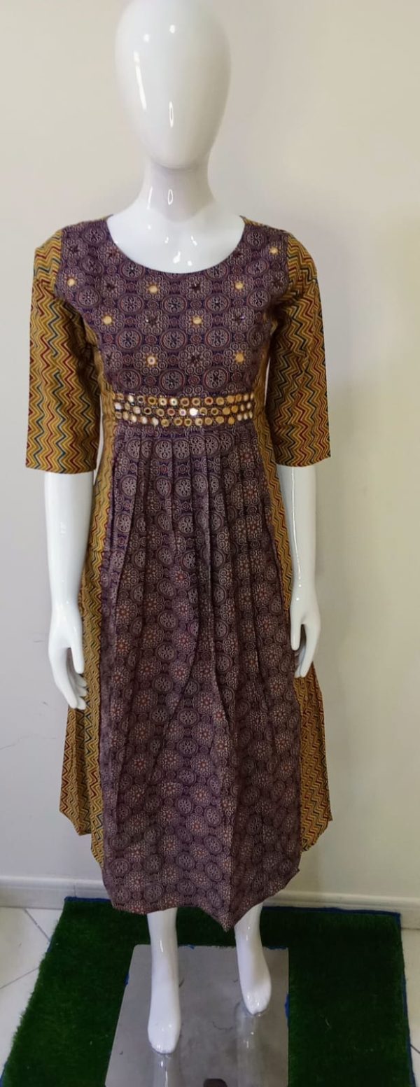 Ajrakh Mirror Worked Printed Kurta