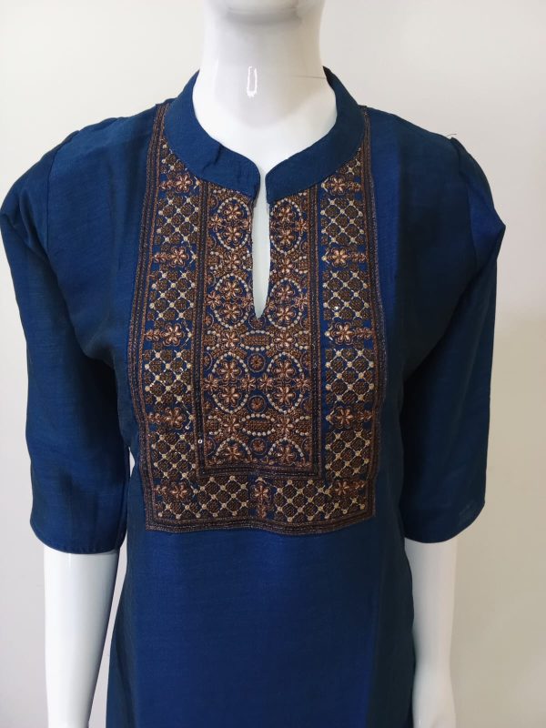 Royal Blue Yoke Design Kurta - Image 2