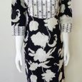 B&W Floral Printed Mirror Worked Kurta