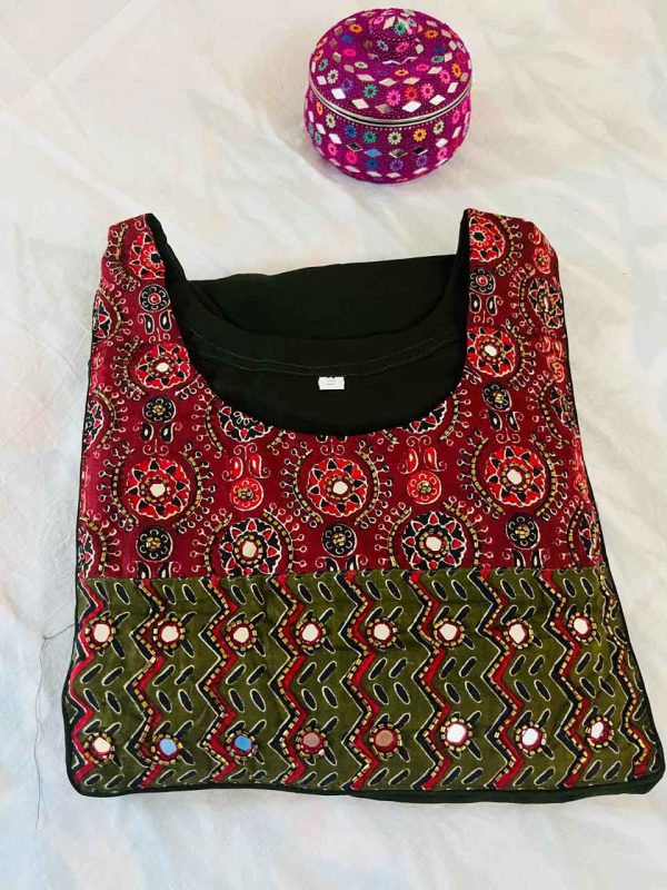 Soft Silk With Ajrakh Print Kurti - Image 2