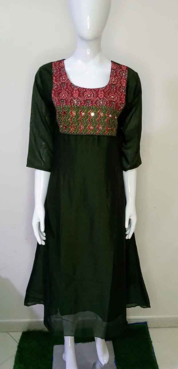 Soft Silk With Ajrakh Print Kurti