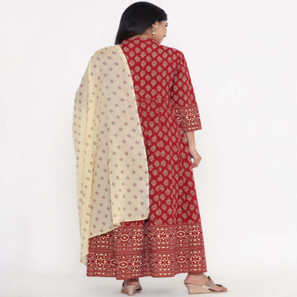 Elegant Maroon Printed Top with Dupatta - Image 2