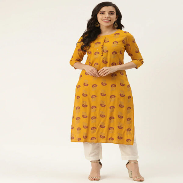 Sunny Yellow Mirror Worked Kurti