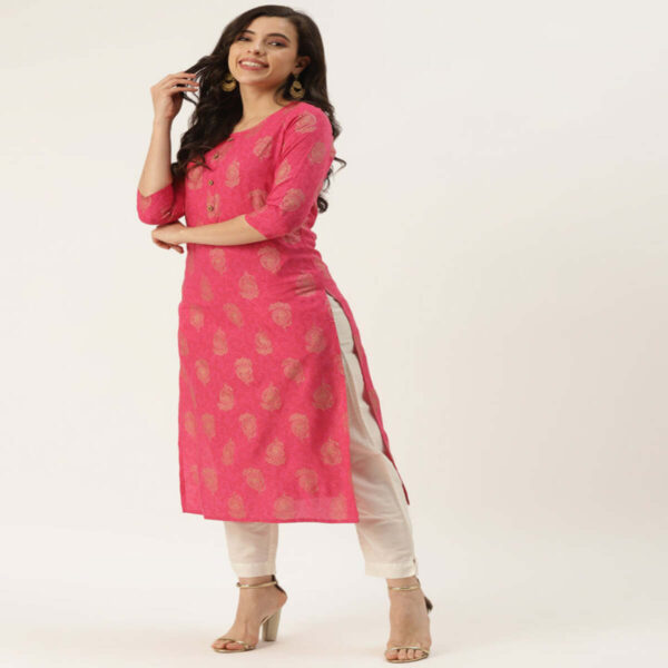 Peach Gold Elegance Kurta - Image 4