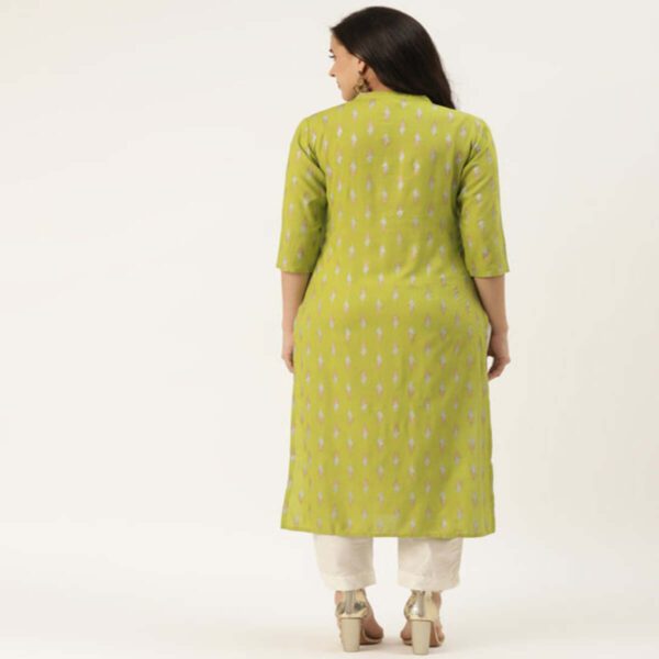 Green Gold Printed Mirror Kurta - Image 3