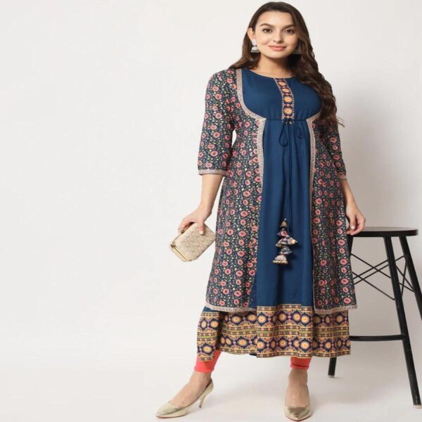 Stylish Blue Jacket Kurti.