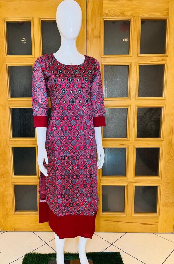 Red Mirror Work Kurta