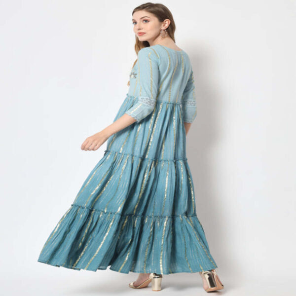 Teal Elegance Hand-Worked Kurta - Image 2