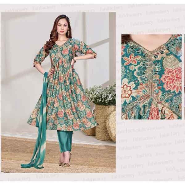 Green Alia Floral Printed Kurta Set