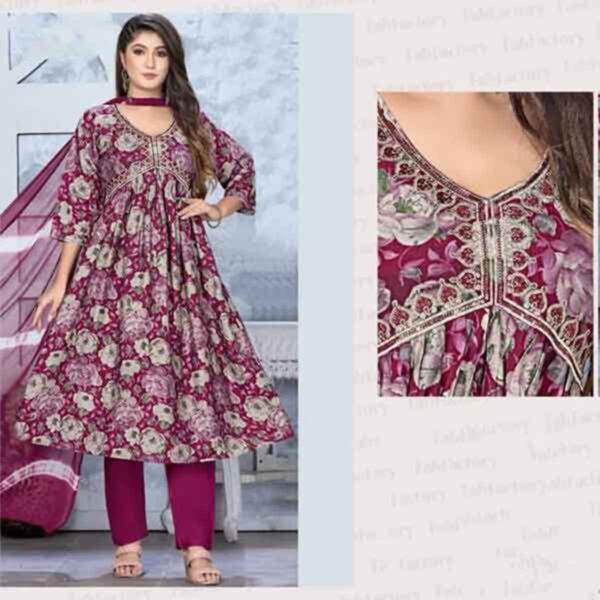 Magenta Aliya Cut Kurta Set