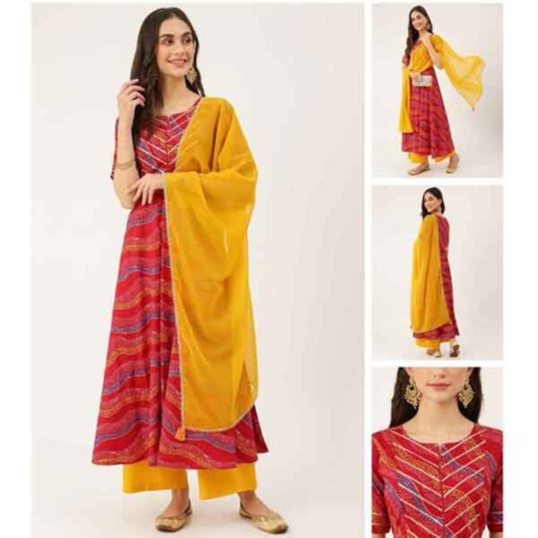 Elegant Maroon Kurta with Yellow Dupatta