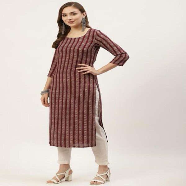 Elegant Maroon Striped Kurta