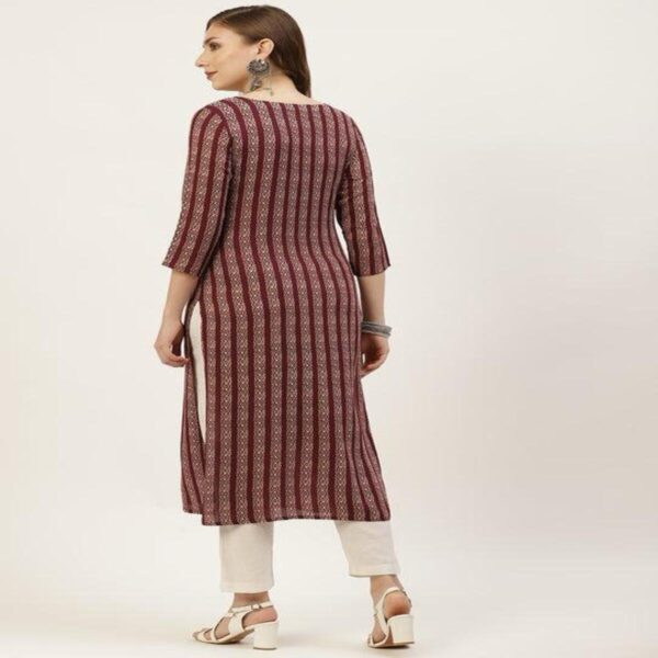 Elegant Maroon Striped Kurta - Image 2