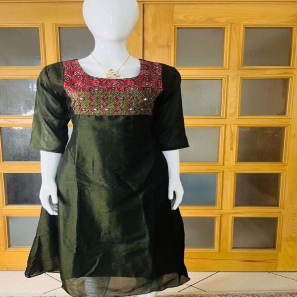 Olive Green Silk Kurta