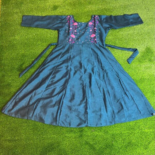 Peacock Blue Regular Thread Work Kurta